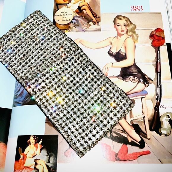 ♥️ VERY RARE 1940/50s Vintage Austrian crystal rhinestone billfold/wallet - Picture 9 of 11